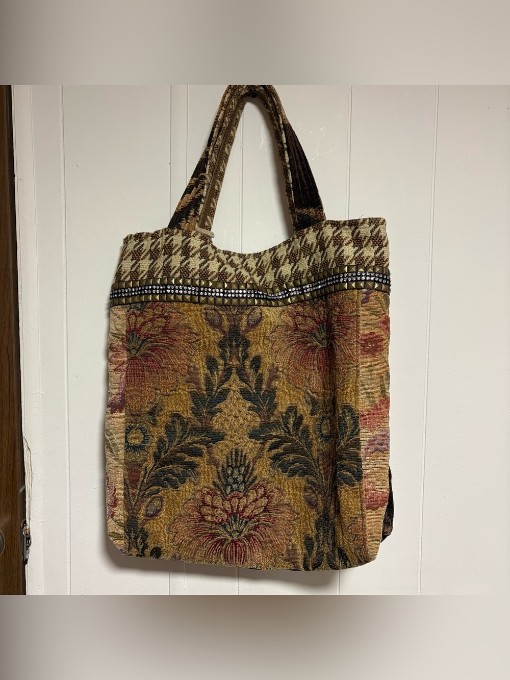 Handmade Patchwork Fabric Tapestry Whimsical Witchy Mystic Cottagecore Boho Tote - Picture 7 of 8